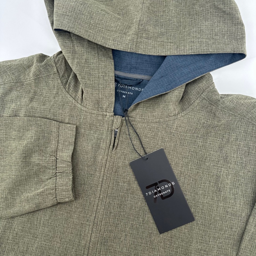7Diamonds Oxygenate Quarter Zip Hoodie Mens Size M Olive Green Performance NWT